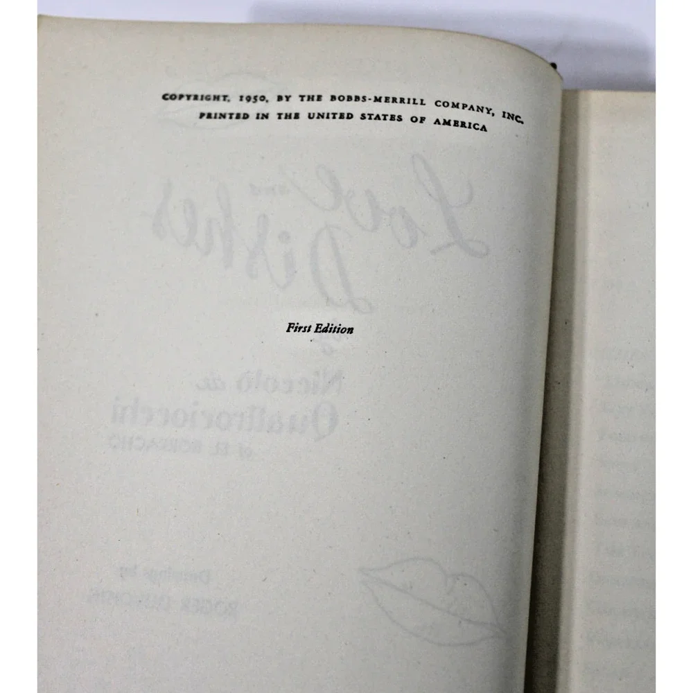 1950 Advance Copy 1st Edition- Love and Dishes by Niccolo De Quattrociocchi